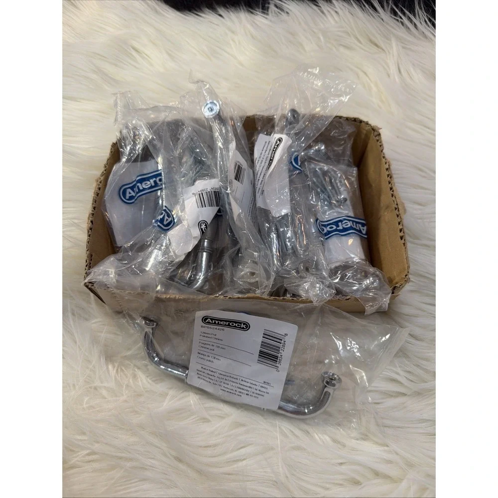 LOT OF 10 AMEROCK BP5524426 PULL Polish Chrome New Cabinet Pulls, Dresser Bag
